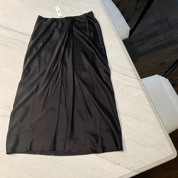 NWT Banana Republic Zandra Silk Midi Skirt Chocolate Brown XS - Picture 4 of 5